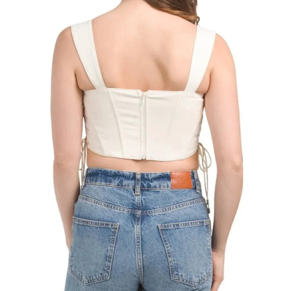 Moon River Lace Up Corset Crop‎ Top - Size M - Cream - NWT - Picture 2 of 10